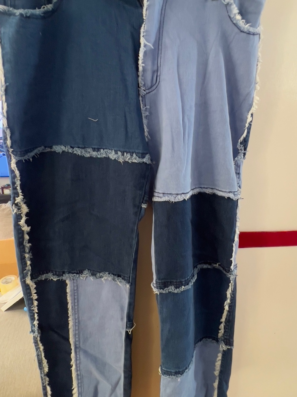 Men's Patchwork Two-Tone Blue Pants